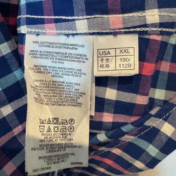 Brooks Brothers Regent 1818 Short Sleeve Button-Down Shirt XXL Blue Pink Check - Picture 5 of 6